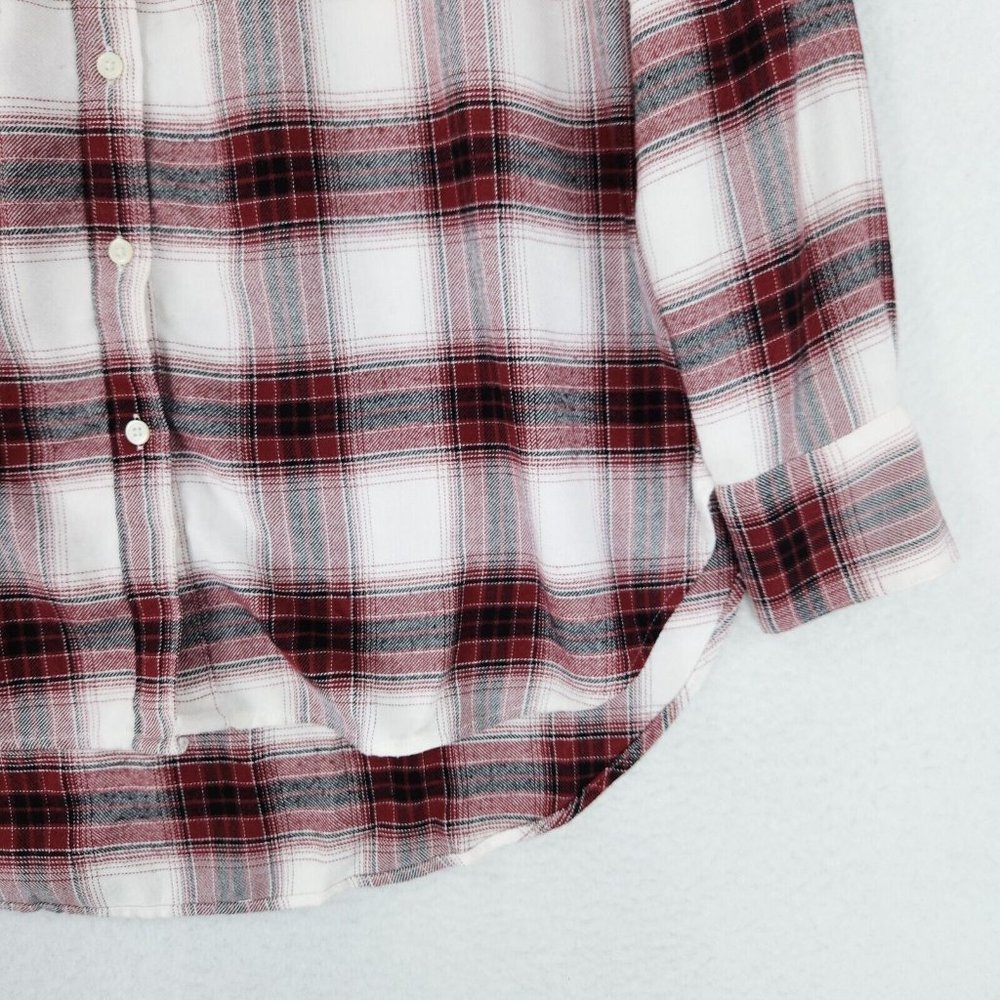Ann Taylor LOFT Shirt Women Small Red White Plaid Button Down Long Sleeve Casual - Picture 3 of 11